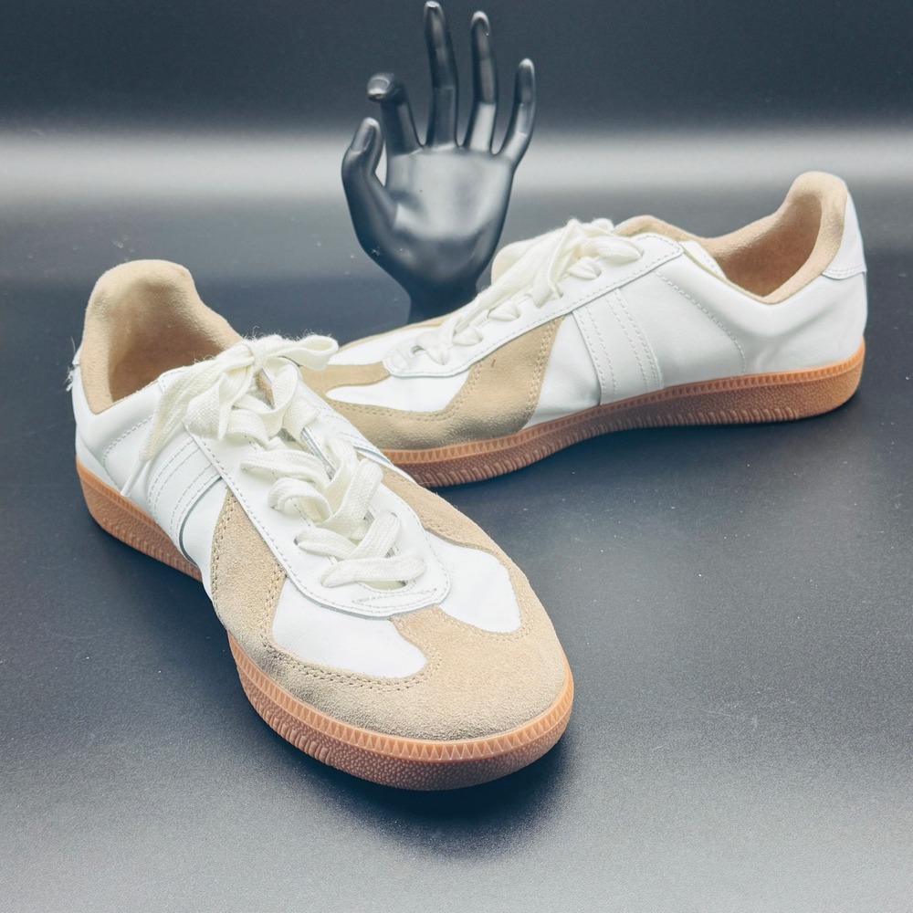 Universal Surplus German Army Trainer Sneakers Mens 7.5 White Tan Leather Gum